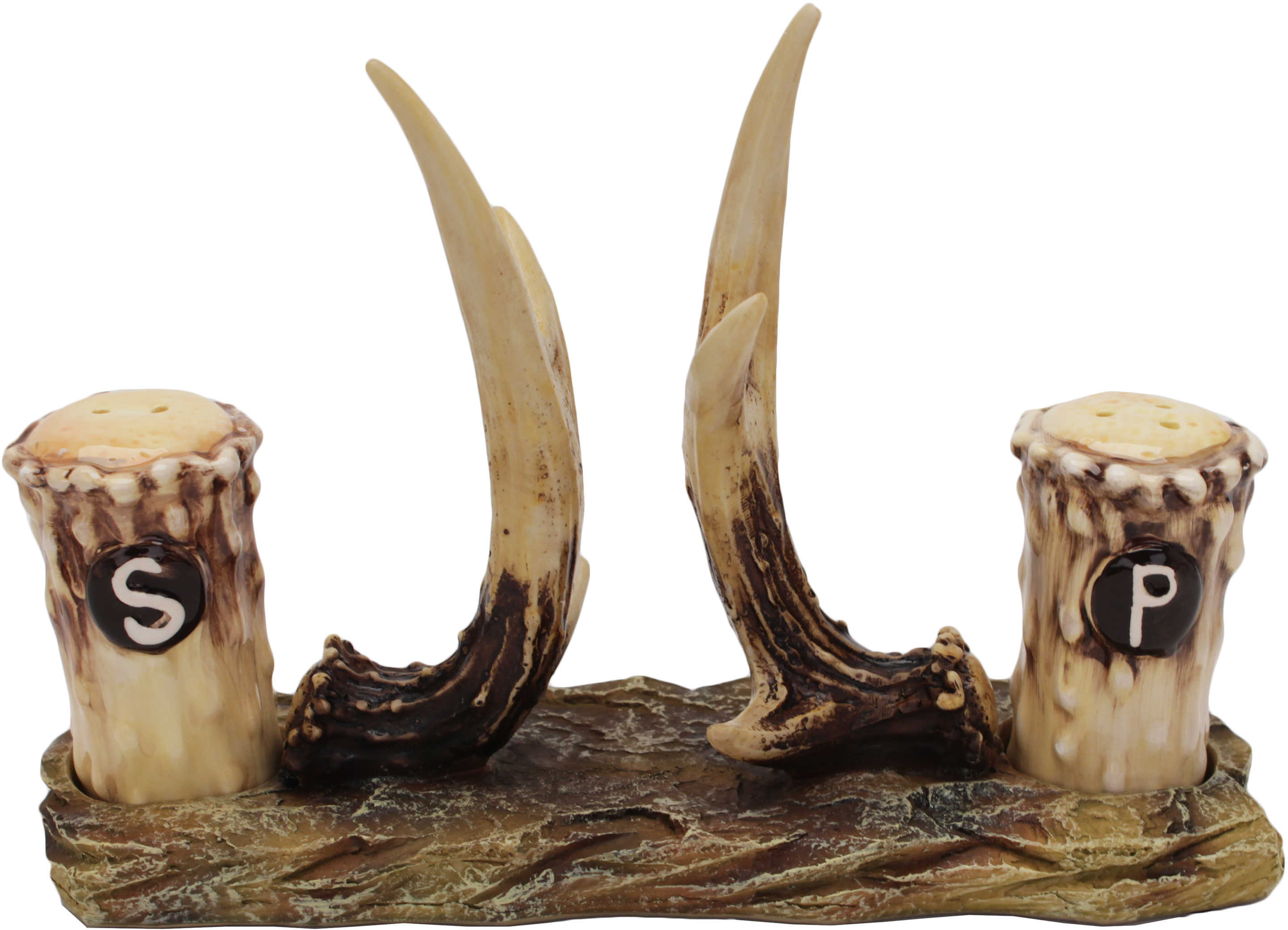 Rivers Edge Products Resin Antler Salt & Pepper SHAKERS Napkin Holder