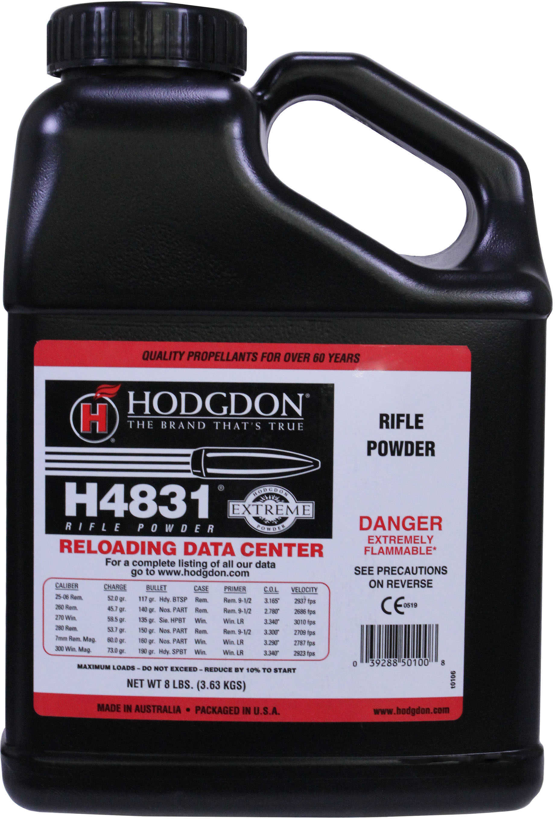 Hodgdon Powder H4831 Smokeless 8 Lb