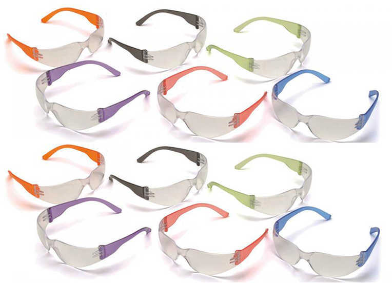 Pyramex Safety Products Clear Lens Multi Color Frames Intruder, Package of 12