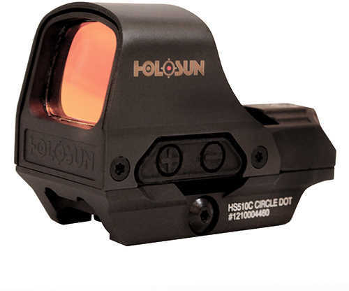 Holosun Reflex Sight 1x, Selectable Reticle, Solar/Battery, Weaver-Style QR Mount, Matte Black Md: HS510C