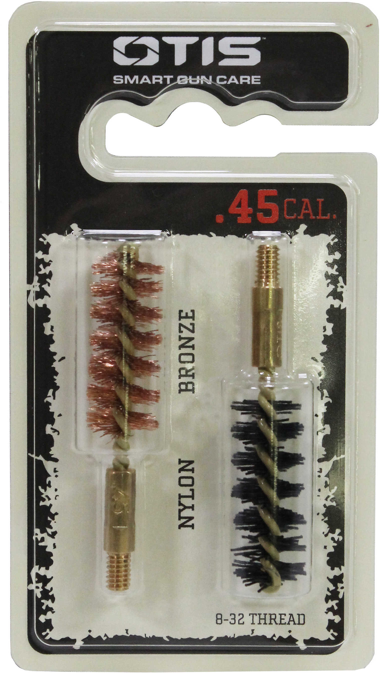 Otis Technologies Bore Brush .45 Caliber 2-Pk 1-Nylon 1-Bronze 8-32 Thread