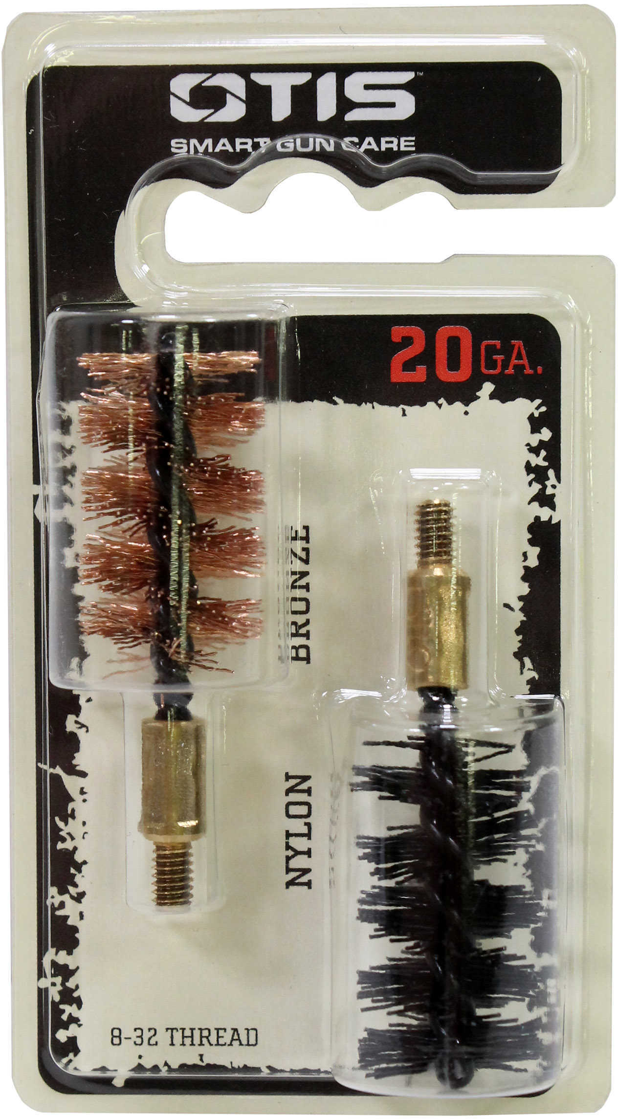 Otis Technologies Bore Brush .20 Gauge 2-Pack 1-Nylon 1-Bronze 8-32MM Thread