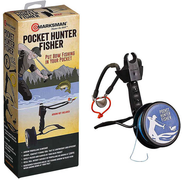 Marksman Pocket Hunter Slingshot with Fishing Drum Attachment