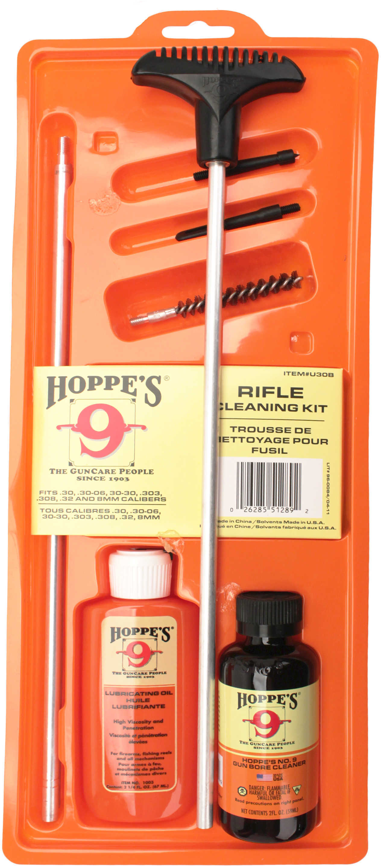 Hoppes Clamshell Kit w/Aluminum Rod 30 30-06 30-30 303 308 32 8mm Caliber U30B