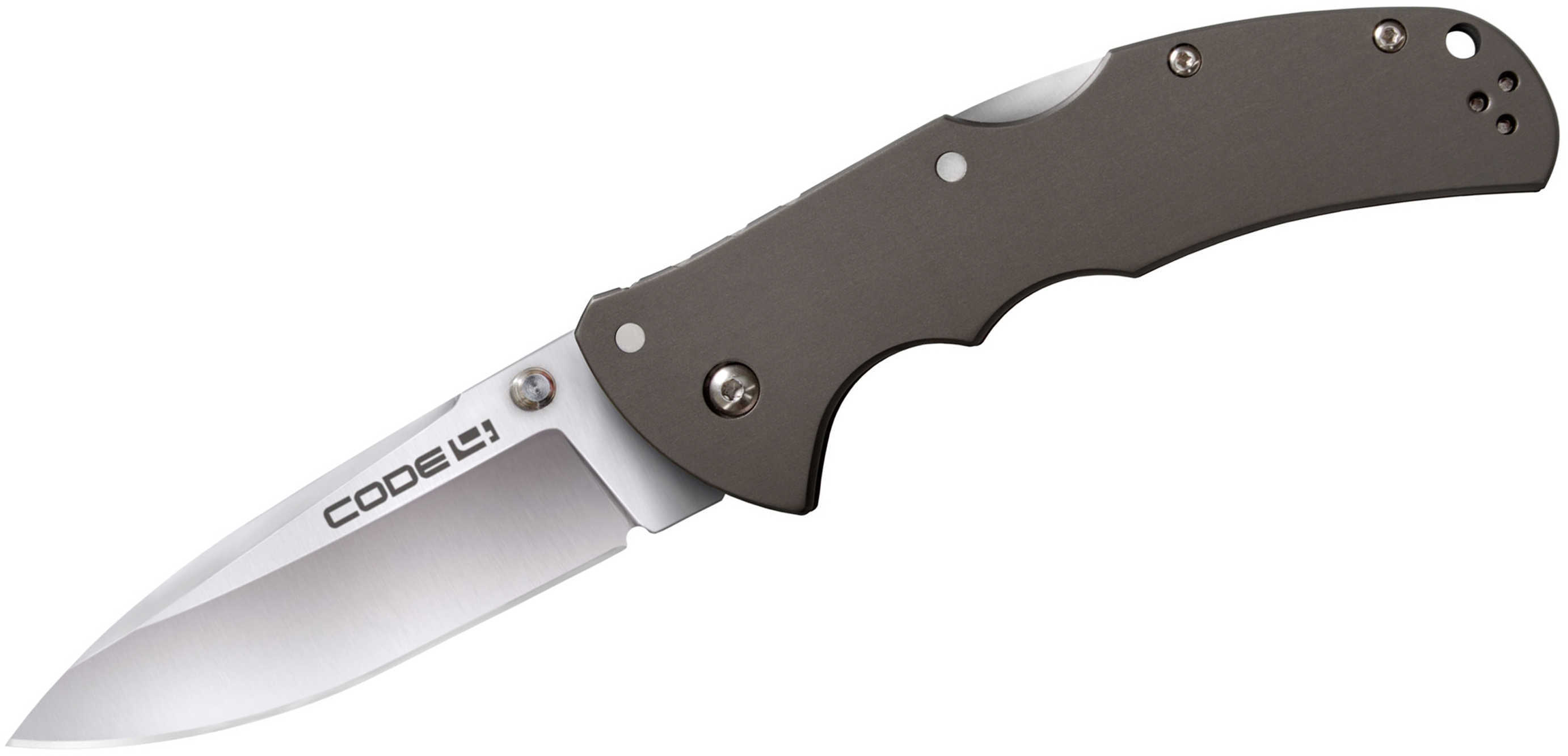 Cold Steel Code 4 Folder 3.5 in Spear Pt Plain Gray Aluminum