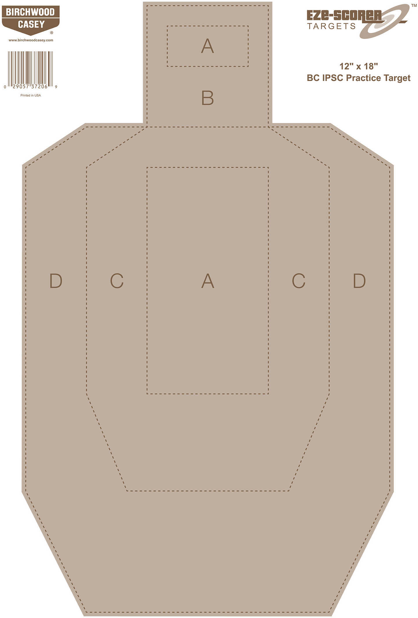 Birchwood Casey Eze-Scorer IPSC Practice 12" x 18" (Per 100) 37018