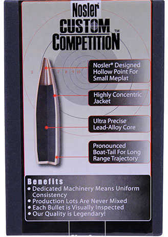 Nosler 30 Caliber 30-175 Grains Hollow Point Boat Tail Match bullets (Per 100) 53952