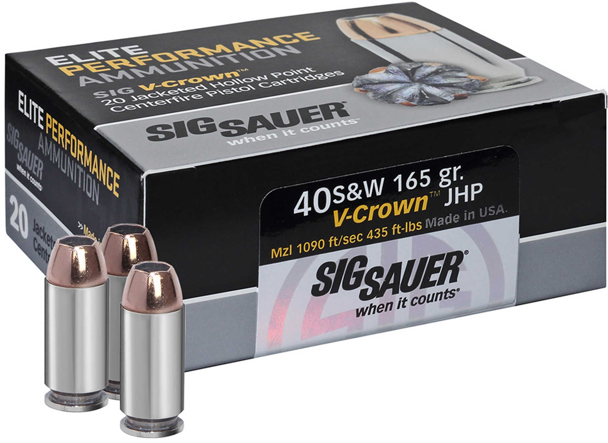 40 S&W 20 Rounds Ammunition Sig Sauer 180 Grain Hollow Point