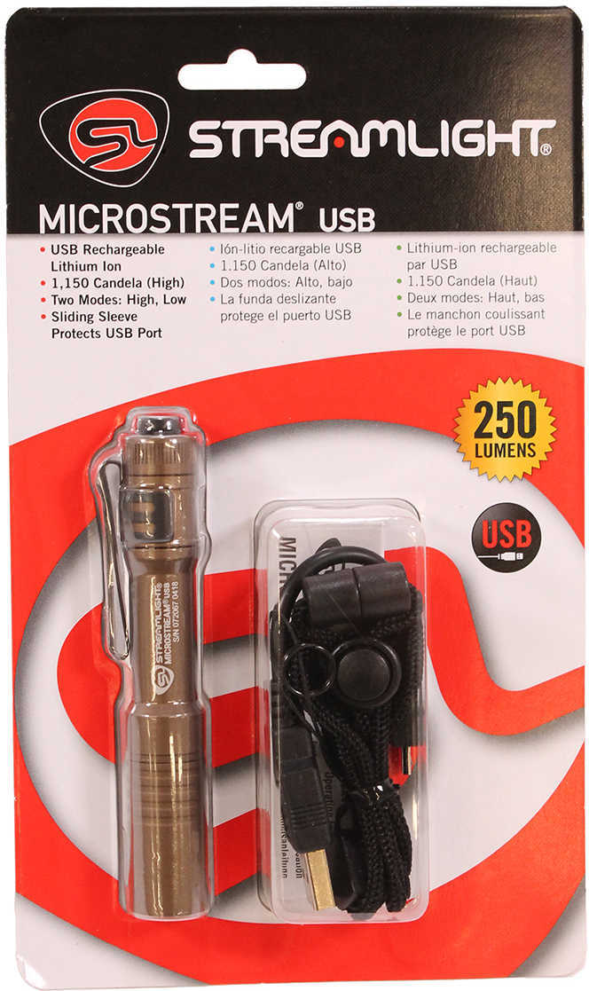 Streamlight MicroStream with 5" USB Cord Coyote, Clam Package