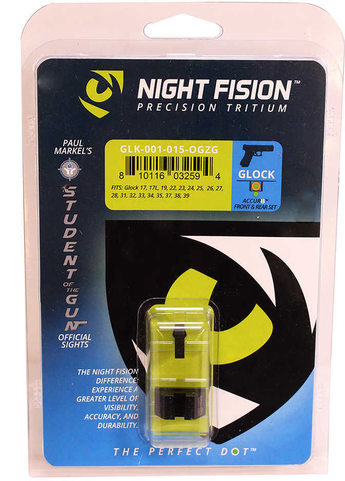 Night Fision Perfect Dot Sight Set for Glock 17/17L/19/22-28/31-35/37-39 Orange Front with Green Tritium/Black Rear