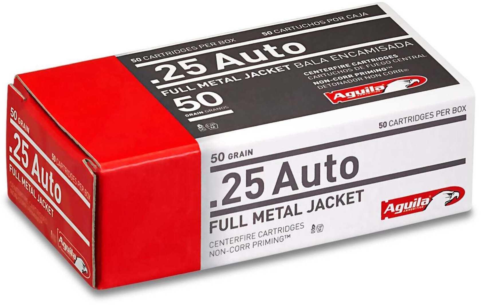 25 ACP 50 Rounds Ammunition Aguila 50 Grain Full Metal Jacket