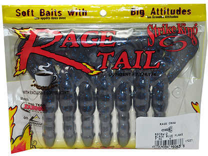 Strike King Lures Rage Craw 4in 7pk Black Blue Flake Md#: RGCRW-2
