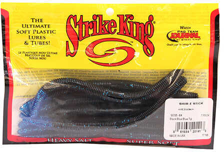 Strike King Lures Shim E Stick 5In 8Pk Black Blue- Tip Model: SES5-64