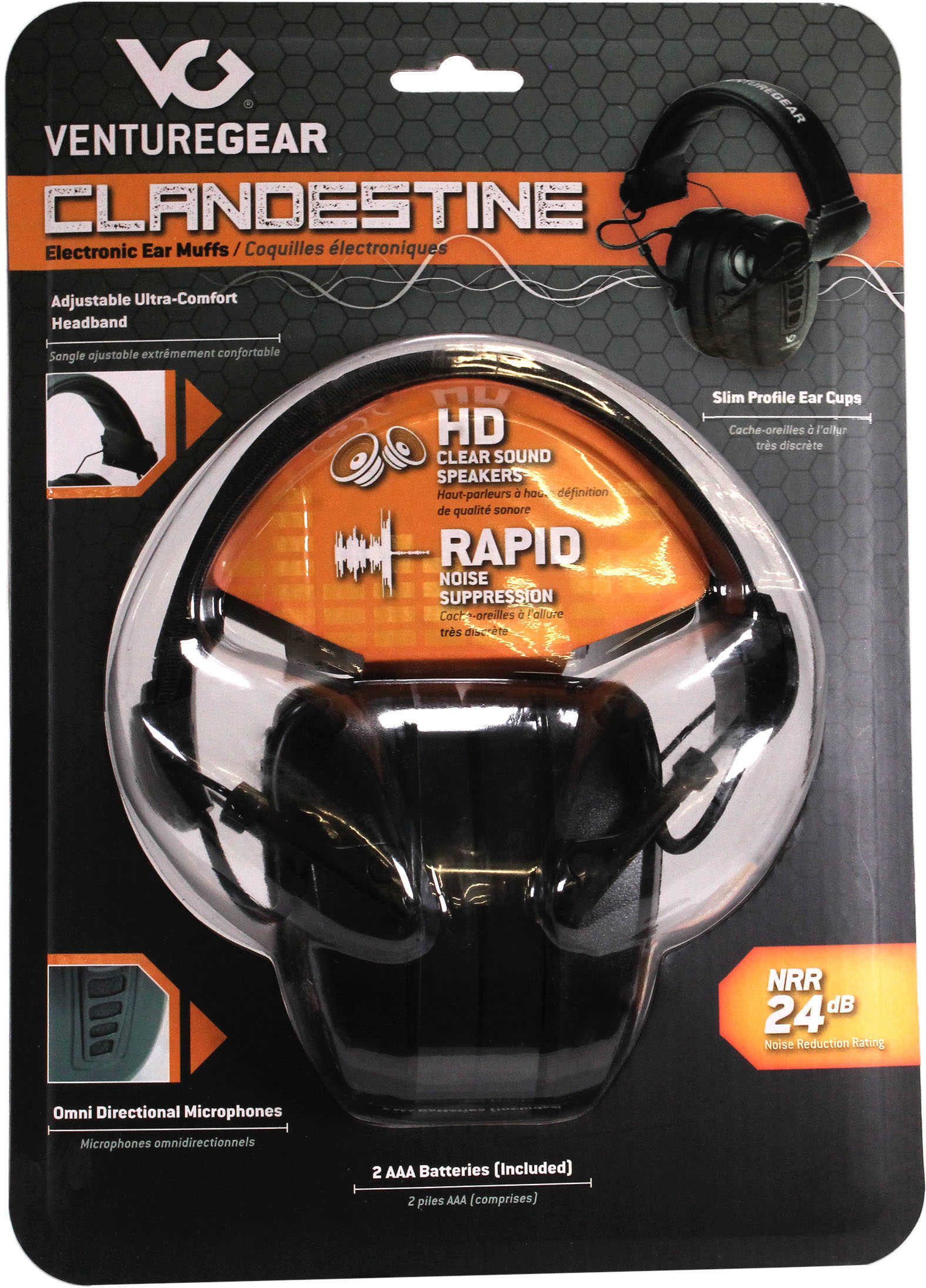 Pyramex Safety Products VG Clandestine Electronic Earmuff, NRR 24dB