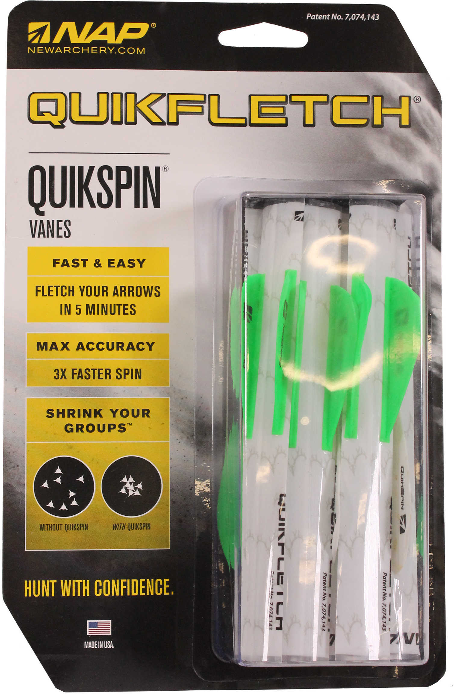 New Archery Quikfletch Vanes 6/pk 2in 1 White / 2 Green 60-635