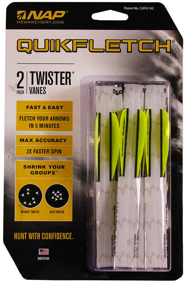 New Archery Nap QUICKFLETCH W/2" Twister VANES White/Yellow/Yellow 6Pk