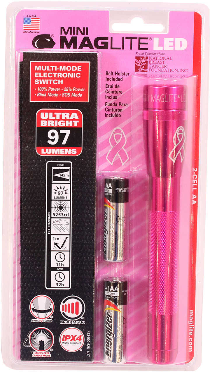 Maglite Mini LED / National Breast Cancer Foundation 3 Cell AA Pink Blister