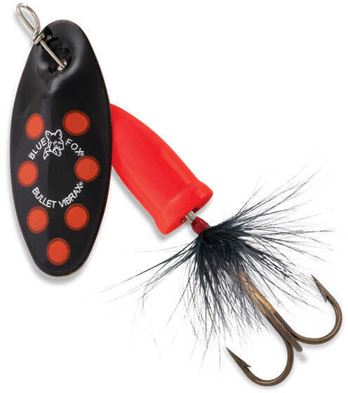 Blue Fox Vibrax Bullet Fly 0 Blade Size 1/8 oz Black/Fluorescent Red Package of