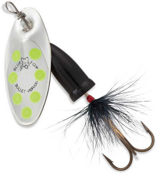 Blue Fox Vibrax Bullet Fly 1 Blade Size 3/16 oz Silver/Fluorescent Yellow/Black Package of