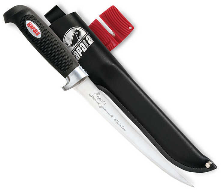 Rapala Fillet Knife Soft Grip Single-Stage Sharpener, 6" Blade with Black Sheath
