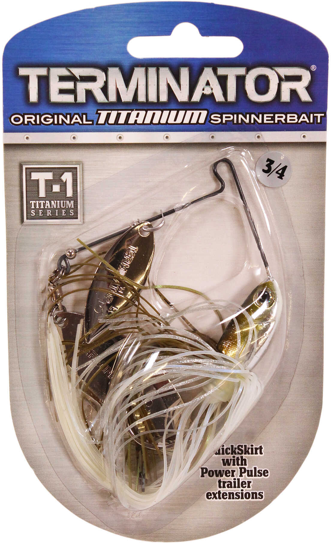 Terminator T-1 Original Titanium Spinnerbait 3/4 oz, Willow/Willow Blade  (Nickel/Nickel), Blue Black Herring, Per 1 - 11270564