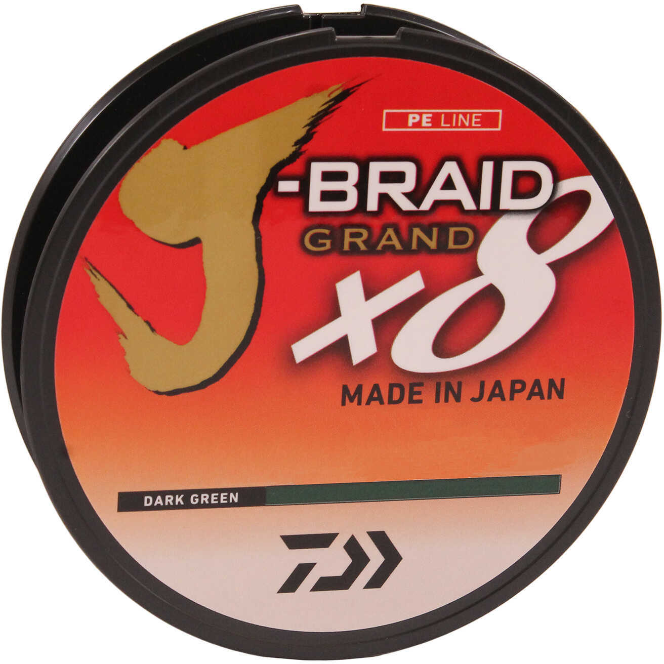 Daiwa J-Braid x8 Grand Braided Line 300 Yards , 40 lbs Tested, .013" Diameter, Dark Green