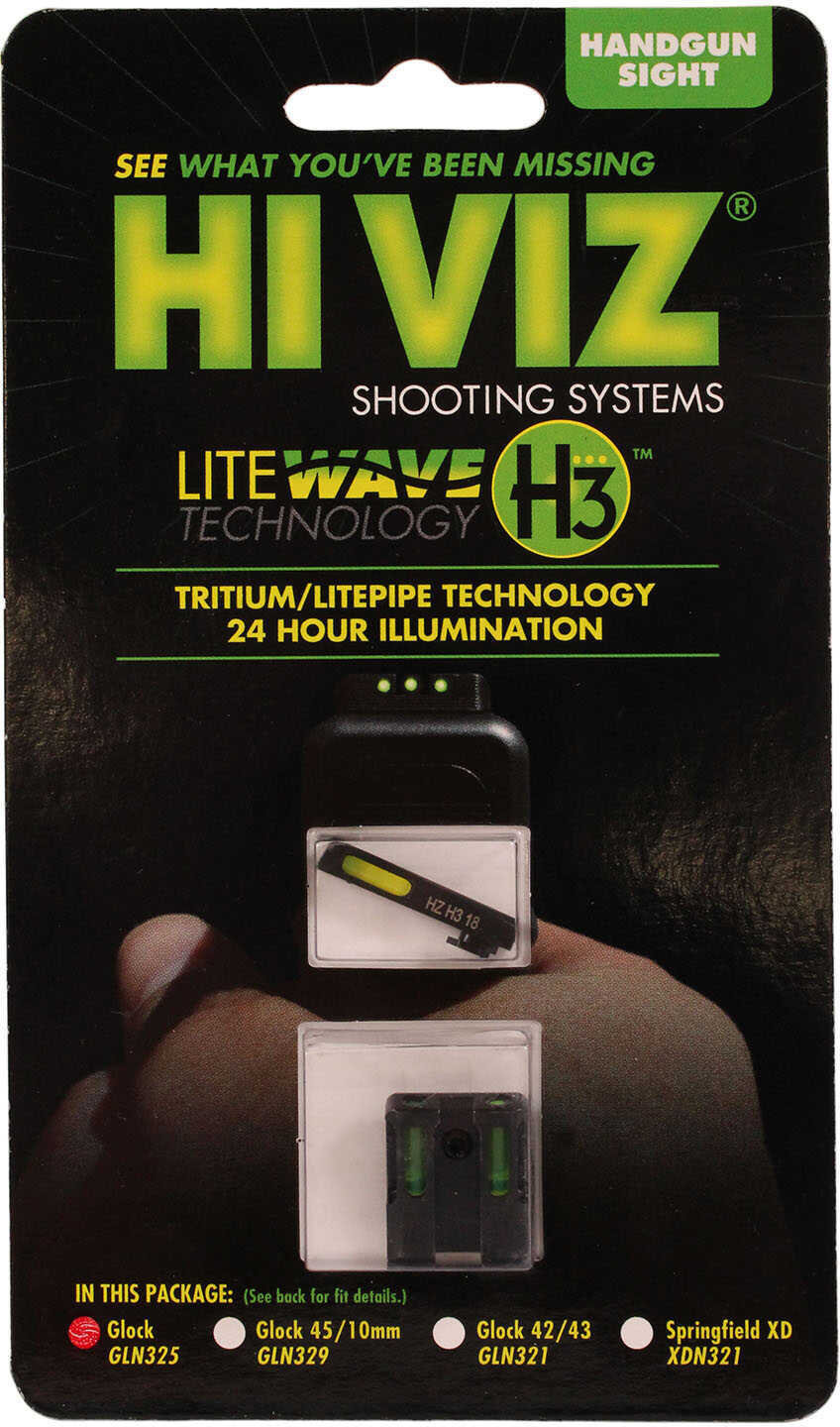HIVIZ Sight Systems Litewave H3 Tritium/Litepipe for Glock 9mm .40 Smith & Wesson and .357