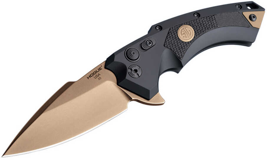 Hogue X5 Sig Sauer Folding Knives 3.5" Emperor Scorpion, Spear Point Blade FDE PVD Finish, Black Aluminum Frame