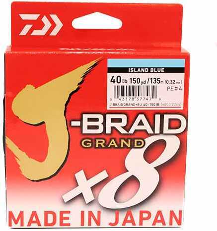 Daiwa J-Braid x8 Grand Braided Line 150 Yards , 40 lbs Tested, .013" Diameter, Island Blue