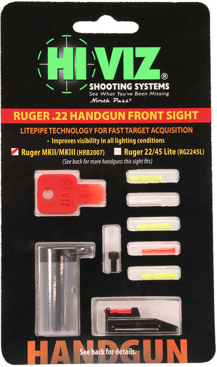 HiViz Sight Systems Front - Green Fits Ruger MKII & III heavy barrel guns including 22/45 Browning Buck Mark pis HRB2007