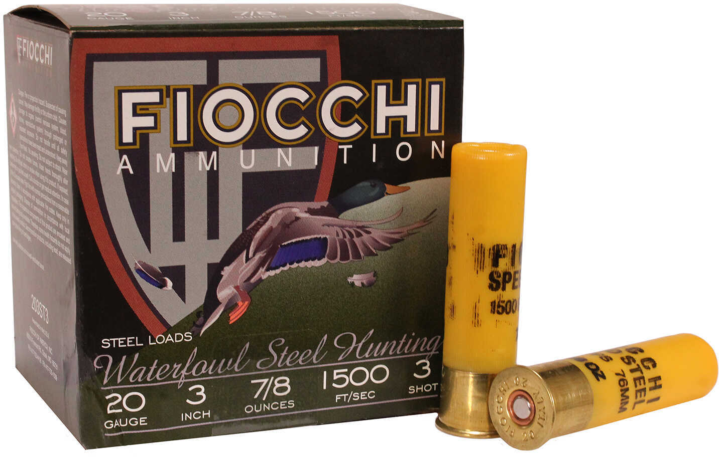 20 Gauge 25 Rounds Ammunition Fiocchi Ammo 3" 7/8 oz Steel #3