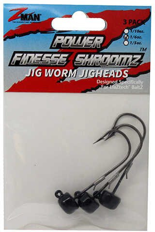 Z-Man / Chatterbait Power Finesse Shroomz Hooks 1/6 oz Weight 3/0 Black Per Md: PJH16-02PK3