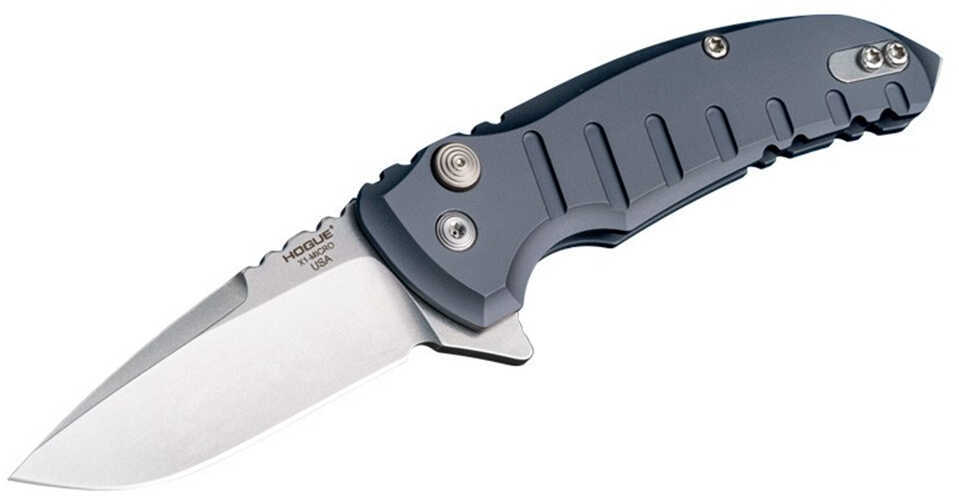 Hogue X1 -Microflip Folding Knife Tumbled Plain Drop Point Blade Md: 24172