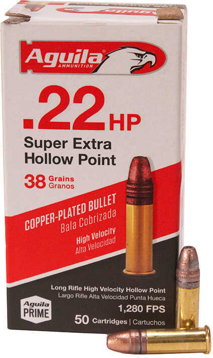 Aguila Super Extra High Velocity 22 LR 38 gr Copper Plated Hollow Point (CPHP) Ammo 50 Round Box