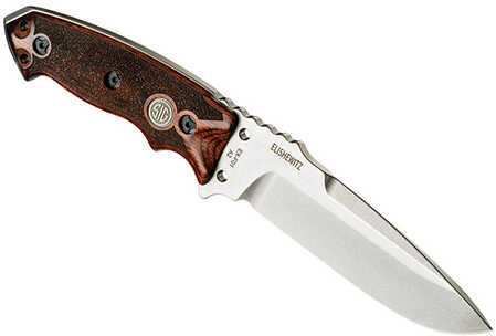 Hogue EX-F01 5 1/2" Sig Fixed Drop Point Blade A2 Bead Blast Clear Finish, Black Sheath, Reinforced Rosewood Scales