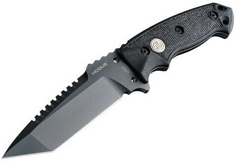 Hogue EX-F01 5 1/2" Sig Fixed Drop Point Blade A2 Bead Blast Clear Finish, Black Sheath, Reinforced Rosewood Scales