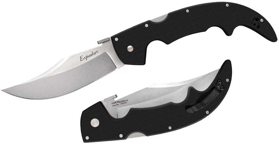 Cold Steel G-10 Folding Knife Large Espada, 5 1/2" Black Blade, Ambidextrous Stainless Pocket/Belt Clip