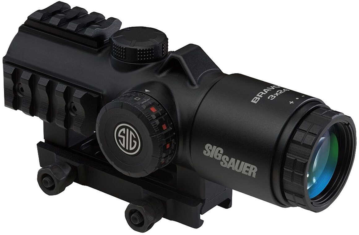 Sig Sauer BRAVO3 Prism Sight 3x24mm 1/2 MOA Adjustments 300 Blackout Horseshoe Dot Reticle