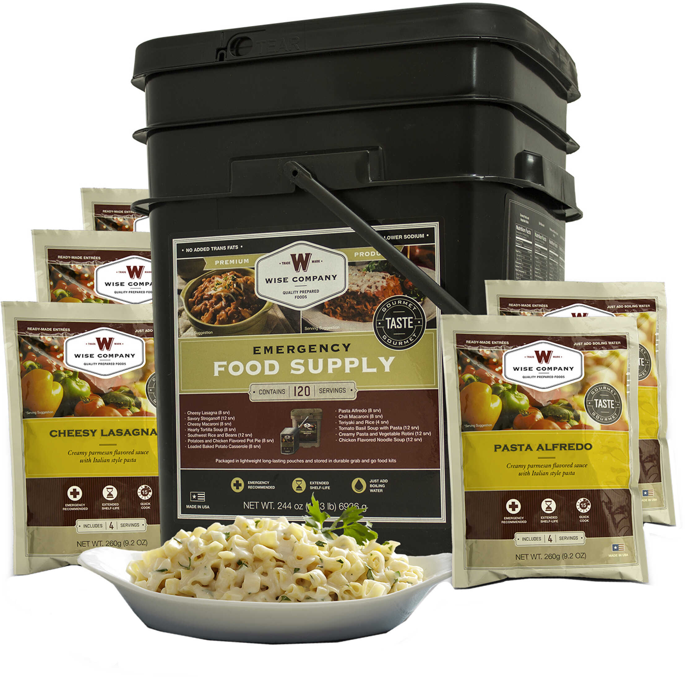 Wise Company 25 Year Shelf Life 120 Serving Bucket Grab & Go ENTREE ONLY Long Term Food 01-120