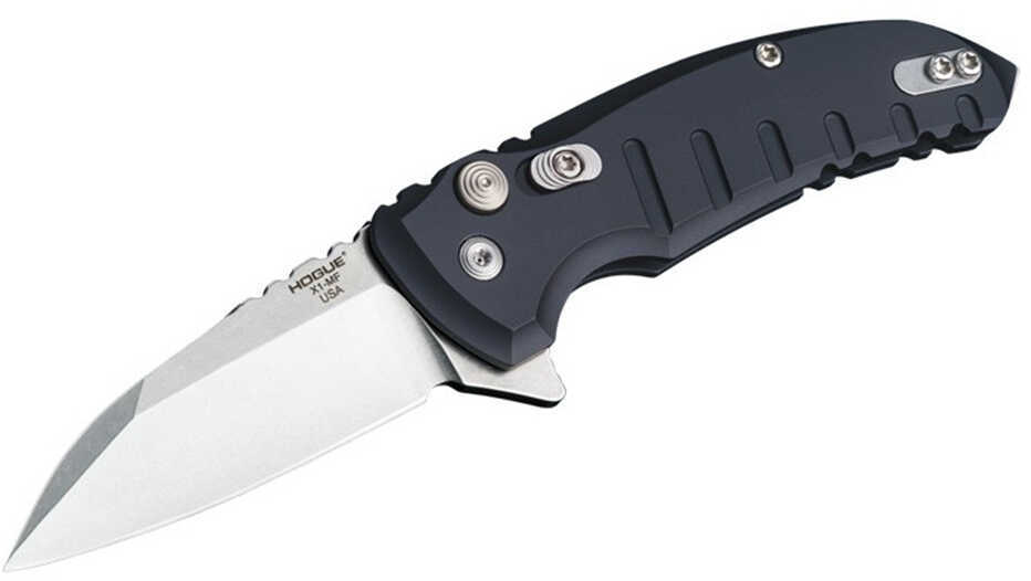 Hogue X1 Microflip Knife 2.75" Folder Wharncliffe Blade, Tumble Finish Alum Frame, Matte Black