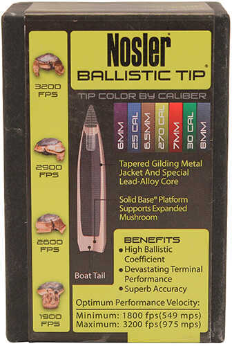 Nosler 30 Caliber 165 Grains Spitzer Ballistic Tip (Per 50) 30165