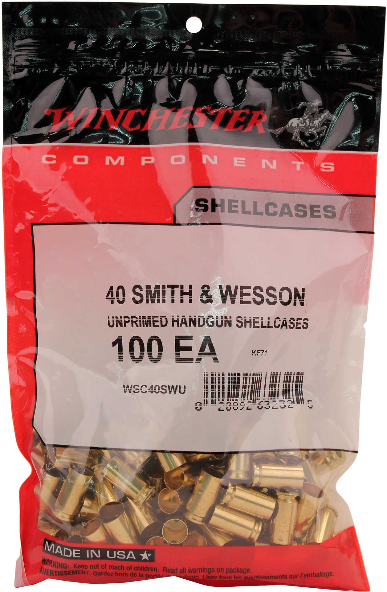 Winchester New Unprimed Brass 40 S&W Bag of 100 Pcs