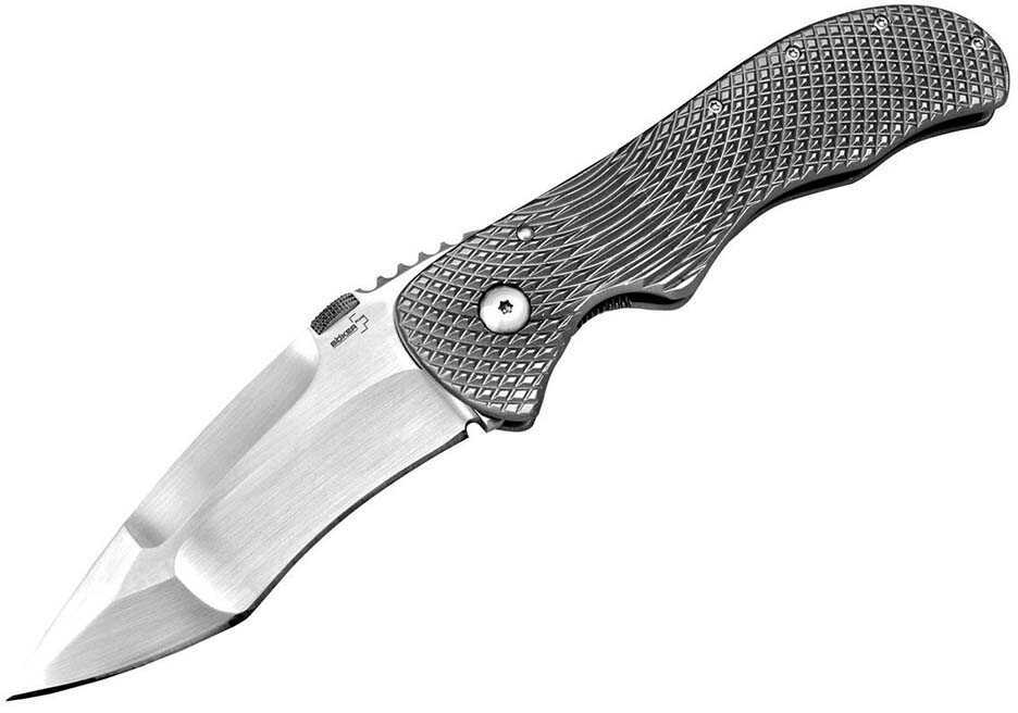 Boker Knives Plus Sal Manaro Folding 3 1/2" 440C Plain Blade Titanium Handle