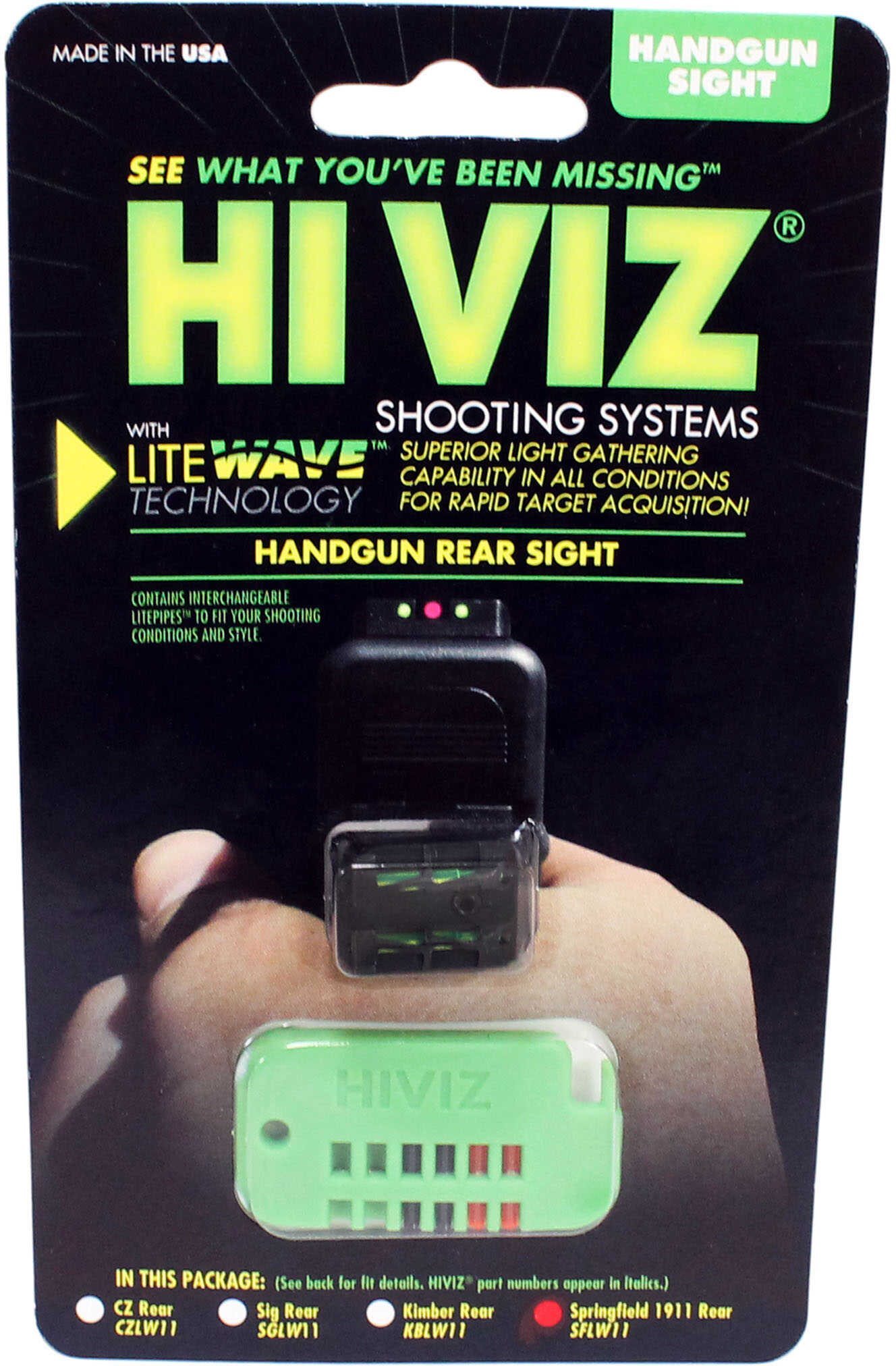 HIVIZ LTWV Rear SA 1911 Grn/Rd/Blk SF2109-img-1