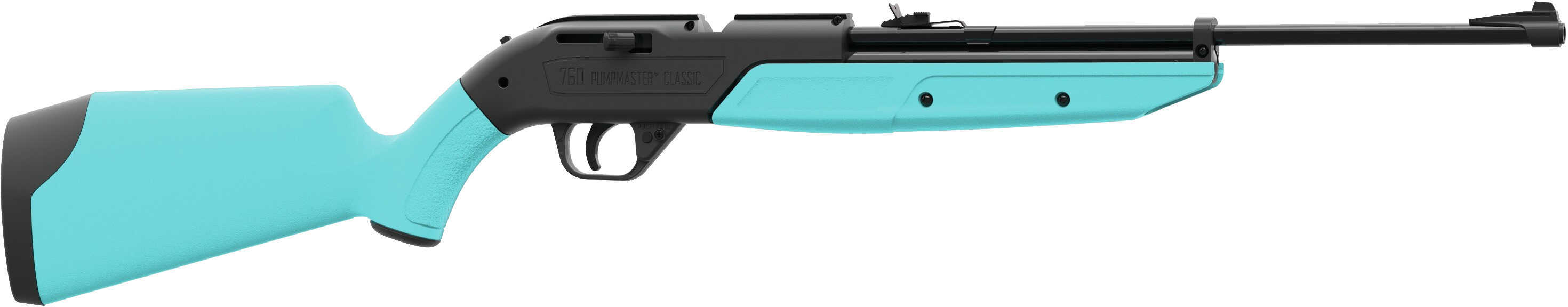 OPEN BOX: Crosman 760LB 760 Pumpmaster Air Rifle Bolt .177 Pellet/BB 18 Round Synthetic Light Blue Stock Black