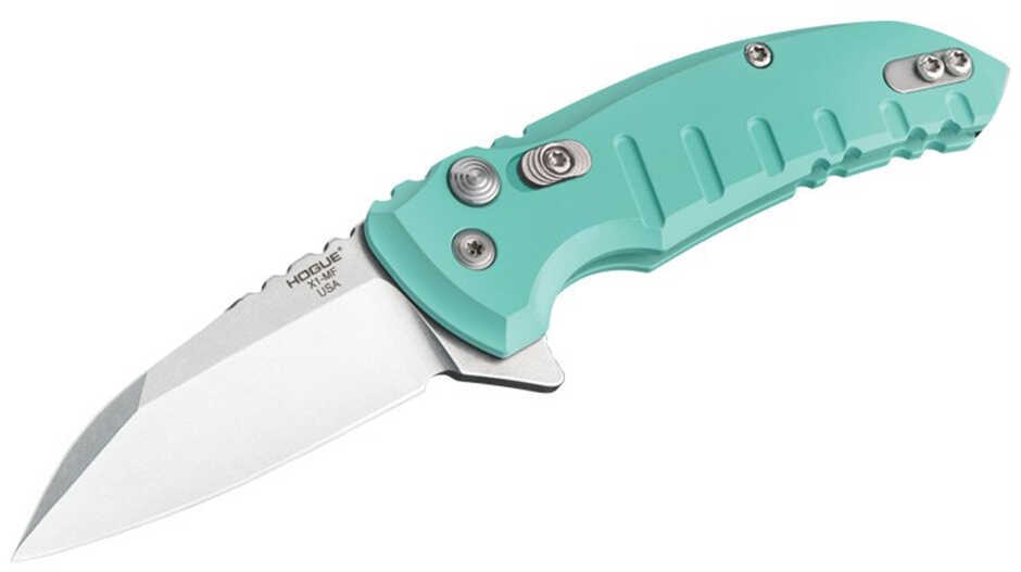 Hogue Microflip 2.75" CPM154 Stainless Steel Wharncliffe 6061-T6 Anodized Aluminum Aquamarine