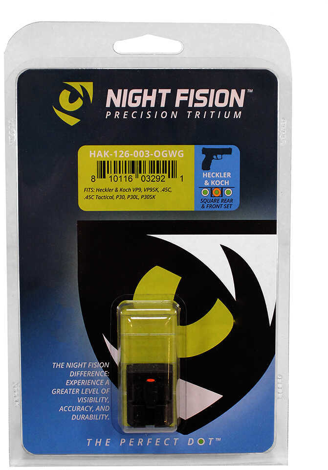 Night Fision Perfect Dot Sight Set H&K VP9/VP9SK/45C/45C/Tactical/P30/P30L/P30SK Square Notch Rear + Front White