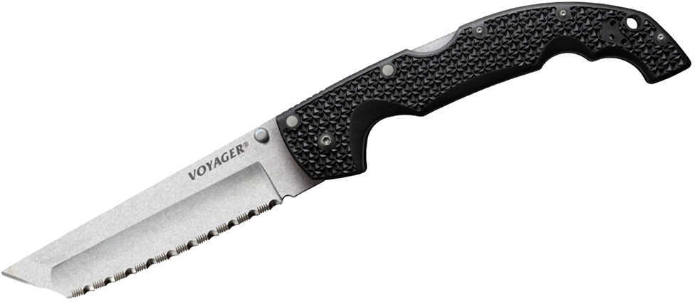 Cold Steel Voyager Folding Knife X-Large Tanto, 5 1/2" SerratedBlade, Griv-Ex Handle