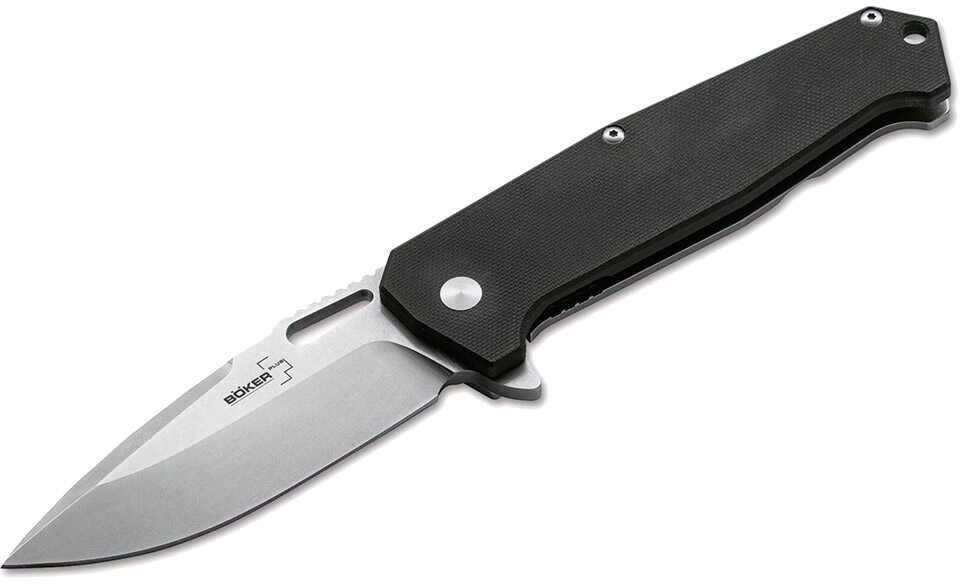 Boker Knives Plus Folding Knife Hitman G10 Flipper 3 5/8" D2 Stonewashed Blade Black Handle