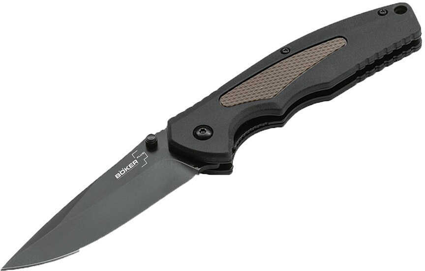 Boker Knives Plus Folding Knife Gemini NGA Assisted, 3 1/2" VG10 Plain Blade, Blk FRS Handle, Coy Rubber Inserts